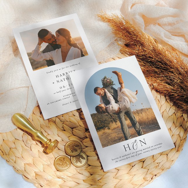 Convite Casamento de Fotografias Moderno e Romântico 2 Ele (Criador carregado)