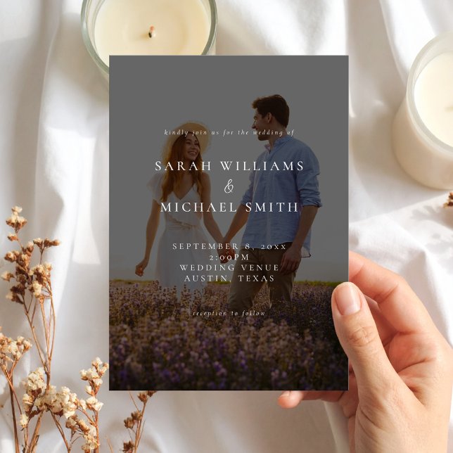 Convite Casamento de Fotografias Moderno Minimalista (Criador carregado)