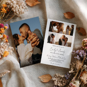 Convite Casamento de Fotografias Moderno Simples Elegante 