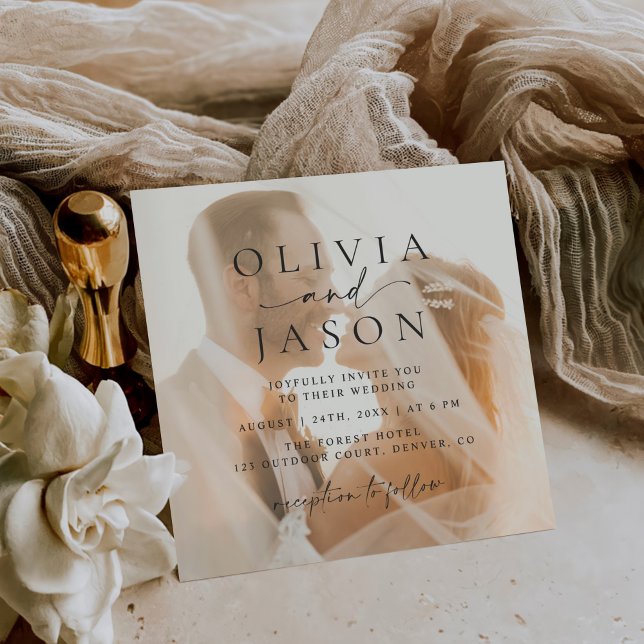 Convite Casamento de Fotografias na Praça Elegante Minimal (Criador carregado)