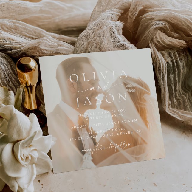 Convite Casamento de Fotografias na Praça Elegante Minimal (Criador carregado)