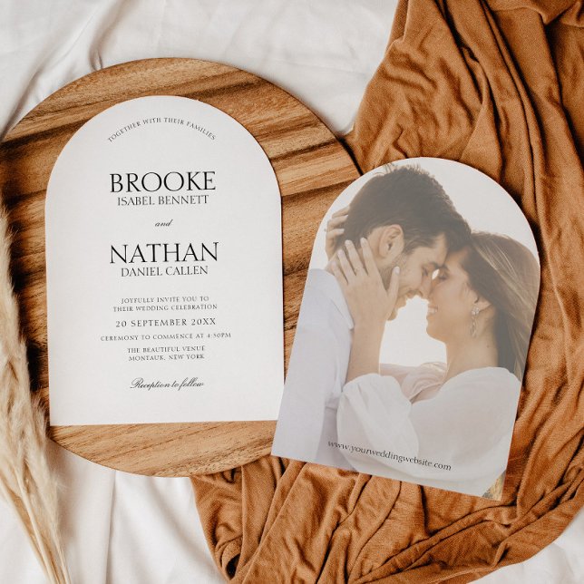 Convite Casamento de Fotografias Negra e Branca do Arch El (Criador carregado)