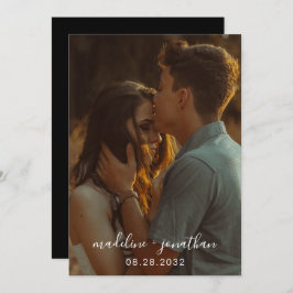 Convite Casamento de Fotografias Negras com Script Elegant