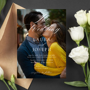 Convite Casamento de Fotografias Personalizadas Branca e P