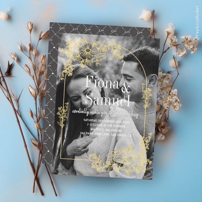 Convite Casamento de Fotografias Personalizadas de Ouro Br (Criador carregado)