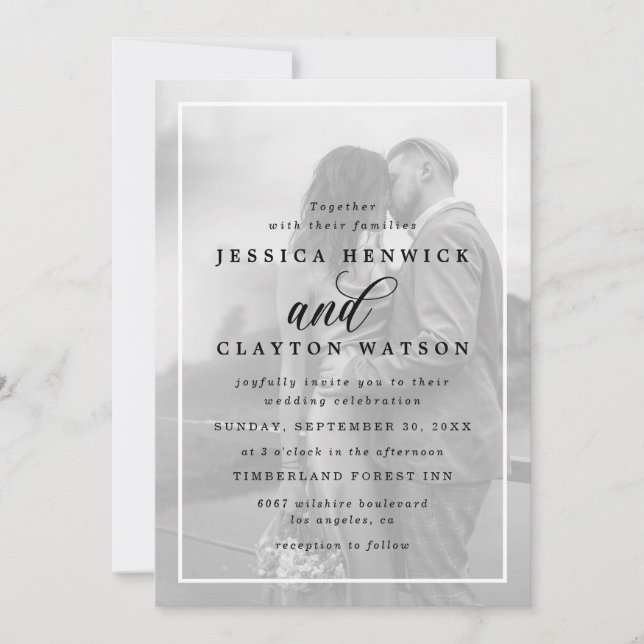 Convite Casamento de Fotografias Personalizadas Minimalist (Frente)