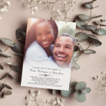 Convite Casamento de Fotografias Personalizado Elegante<br><div class="desc">Um convite para casamento de fotos com o texto do convite escrito sobre um gradiente branco na parte inferior da sua foto. Seus nomes e detalhes são separados por um divisor de ornamentados. Personalize com sua própria foto! A parte traseira apresenta um padrão clássico de azulejo.</div>