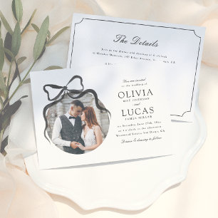 Convite Casamento de Fotografias Pretas e Brancas do Arco 
