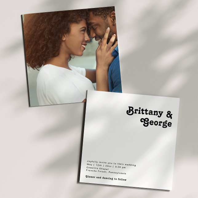 Convite Casamento de Fotografias Quadradas com Letra Moder (Criador carregado)