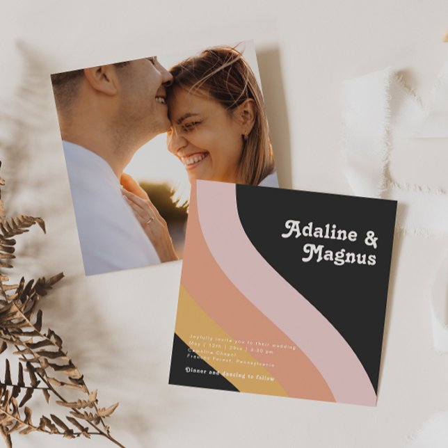 Convite Casamento de Fotografias Quadradas Escuras do Arco (Criador carregado)