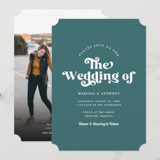 Convite Casamento de Fotografias Retroativas Modernas de C (Frente/Verso)