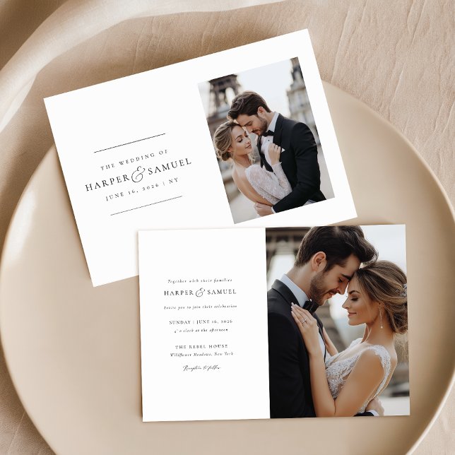 Convite Casamento de Fotografias Romântica Elegante 2 (Criador carregado)