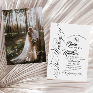 Convite Casamento de Fotografias Românticas de Script Pret