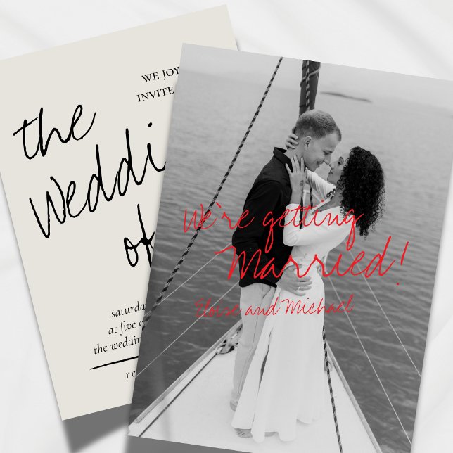 Convite Casamento de Fotografias Românticas Modernas Manus (Announce your big day in effortless style with this Handwritten Modern Wedding Invitation. )