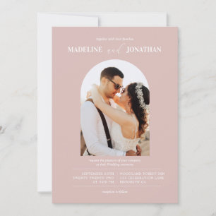 Convite Casamento de Fotografias Rosa Migre Moderno Minima