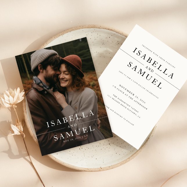 Convite Casamento De Fotografias Rustic Black And White Ov (Criador carregado)