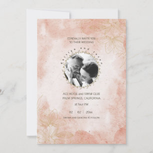 Convite Casamento de Fotografias Rustic Elegant Pink