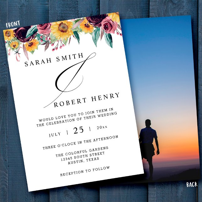 Convite Casamento de Fotografias Rustic Fall, Rosa de Gira (Criador carregado)