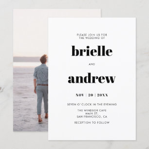 Convite Casamento de Fotografias Simples Bold Serif