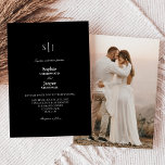 Convite Casamento de Fotografias Simples de Monograma Clás<br><div class="desc">Este clássico convite de casamento de monograma preto é perfeito para o seu elegante casamento moderno. Esta design apresenta uma caligrafia simples branca, colocada sobre um fundo preto escuro para corresponder ao seu casamento clássico tradicional ou ao casamento de boho minimalista no primavera, verão, outono ou inverno. Por favor, sinta-se...</div>