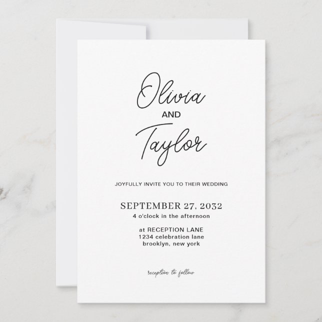 Convite Casamento de Fotografias Simples Preto e Branco (Frente)
