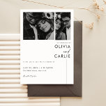 Convite Casamento de Fotografias Simples Preto e Branco Mi<br><div class="desc">Convide seus convidados com elegância e simplicidade usando nosso Simples Convite de Casamento de Foto Minimalista Preto e Branco. Esta design capta a essência de um casamento romântico, não tradicional, com tipografia eterno e um layout moderno e chic. O convite duplo mostra 3 fotos lindas que contam sua história de...</div>