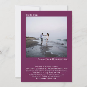 Convite Casamento de Fotografias Simples Roxo do Gabinete 