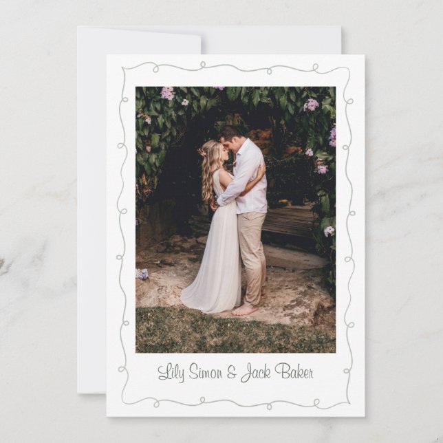 Convite Casamento de Fotografias Simples Verde (Frente)