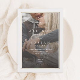 Convite Casamento de Fotografias Transparente Dourado Eleg