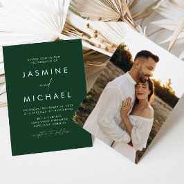 Convite Casamento de Fotografias Verde com Script Minimali