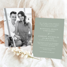 Casamento de Fotografias Verdes Mínimas Modernas