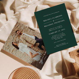 Convite Casamento de Fotografias Verdes Mínimas Modernas d