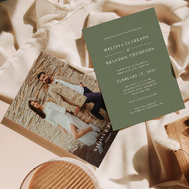 Convite Casamento de Fotografias Verdes Modernas e Minimal