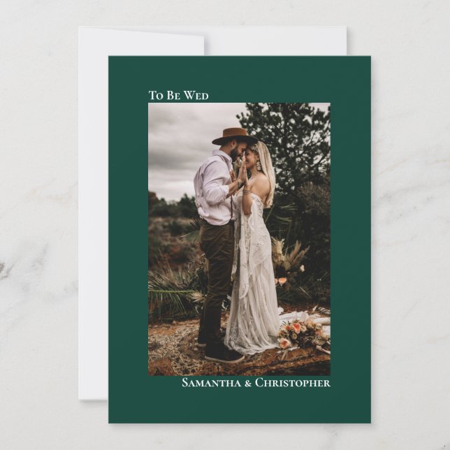 Convite Casamento de Fotografias Verticais Emerald, Minima (Frente)