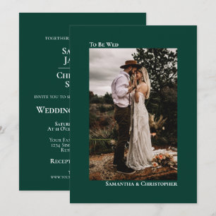 Convite Casamento de Fotografias Verticais Emerald, Minima