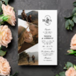 Convite Casamento de Fotos Assimétricas do Monograma Elega<br><div class="desc">Convite de casamento na moda personalizado com três das suas fotos em um design assimétrico e seu monograma com um belo e-mail.</div>