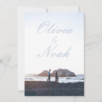 Convite Casamento de Fotos Azul Moderno com Poster de Film