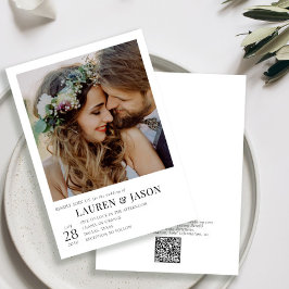 Convite Casamento de Fotos Branca e Preta do Código QR Mod