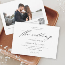 Convite Casamento de Fotos Branca e Preto Simples Moderno