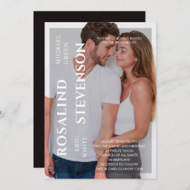 Convite Casamento de Fotos Branco Mínimo Casual e Preto