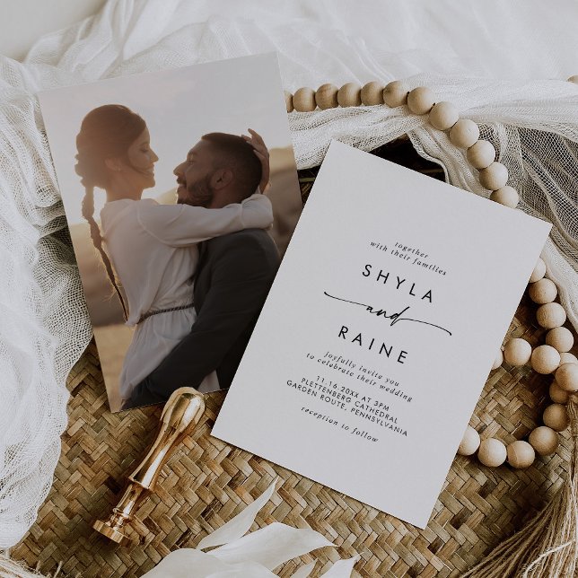 Convite Casamento de Fotos Casuais Boho Chic Black and Whi (Criador carregado)