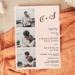 Convite Casamento de fotos com iniciais casuais minimalist<br><div class="desc">Boas iniciais casuais modernas e minimalistas,  casamento perfeito. Adicione suas 4 fotos e iniciais de seu casal,  um simples tema de casamento cor-de-rosa.</div>