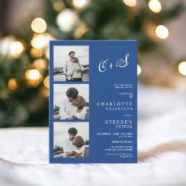 Convite Casamento de fotos com iniciais casuais minimalist