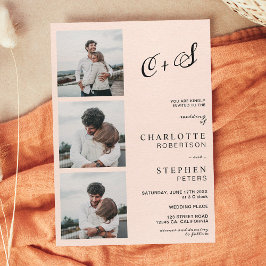 Convite Casamento de fotos com iniciais casuais minimalist