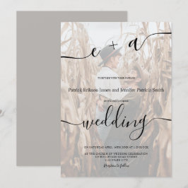 Convite Casamento de fotos com script de iniciais minimali