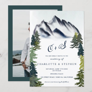 Convite Casamento de fotos da floresta russa de montanhas