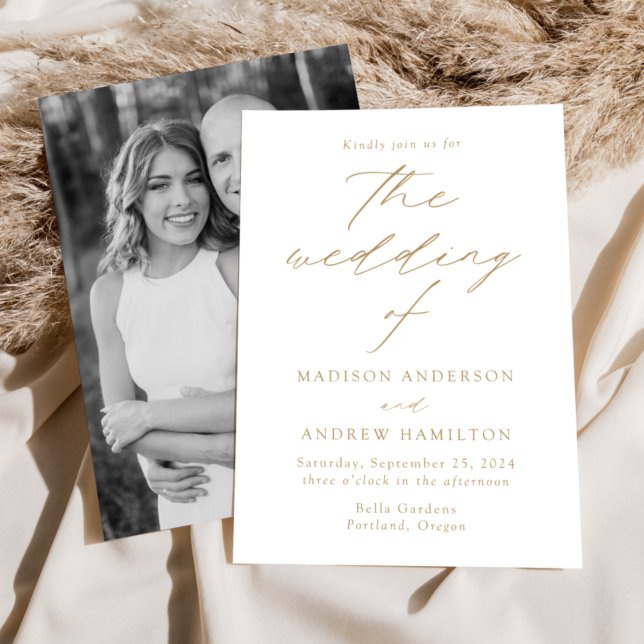 Convite Casamento de Fotos de Elegância Moderna e Branca (Criador carregado)