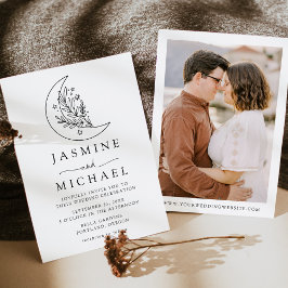 Convite Casamento de Fotos de Lua Botânica e Estrelas Eleg