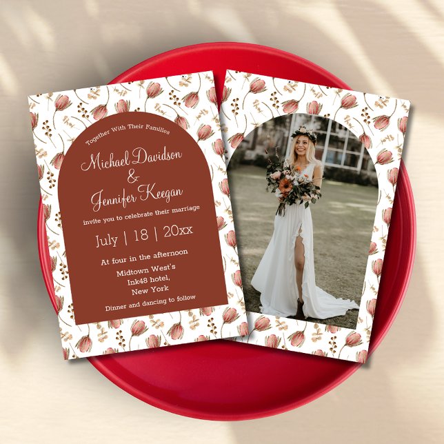 Convite casamento de fotos do arco botânico de boho (Criador carregado)