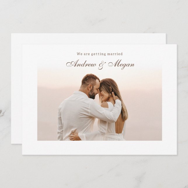 Convite Casamento de fotos elegante minimalista (Frente/Verso)